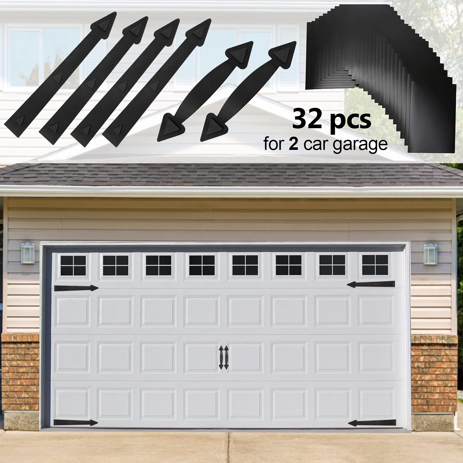 Eapele magnetic garage door decoration windows 32-piece set adds a realistic faux door look
