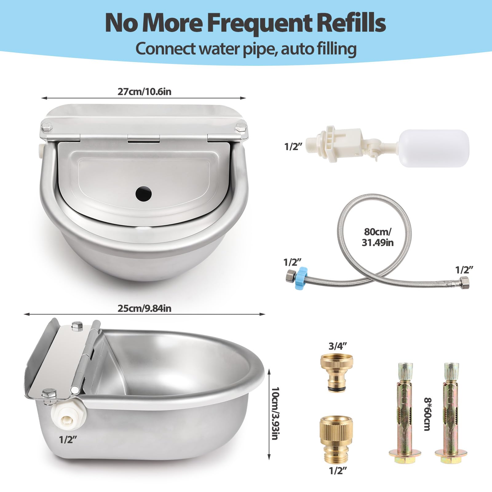 EAPIKON 304 stainless steel bowl designed for easy cleaning.