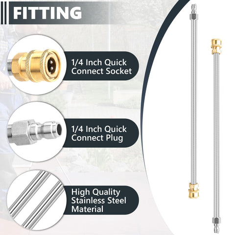 EARLEAS extension wand shows universal compatibility with many guns and nozzles.