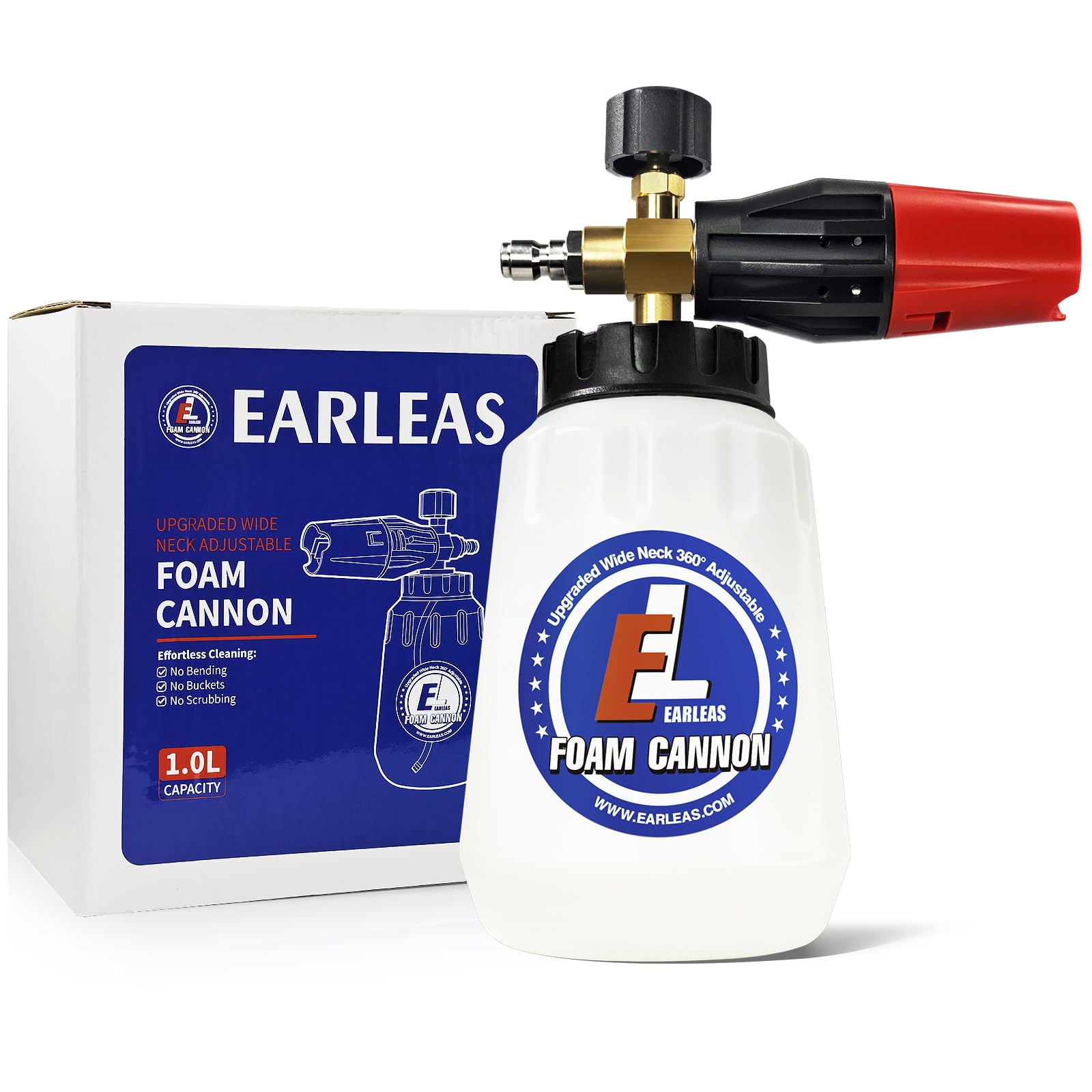 EARLEAS foam cannon with 1-liter bottle ready for even car washing foam
