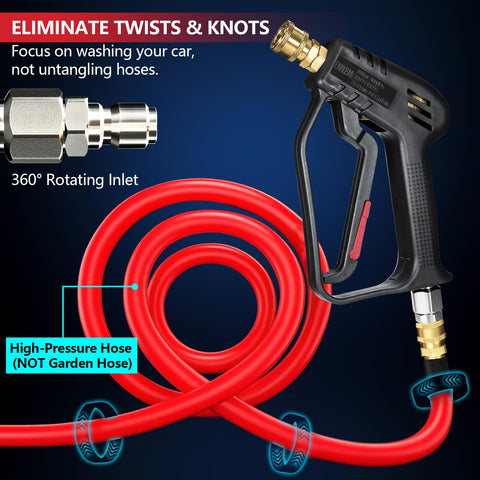 EARLEAS anti-tangle design minimizes hose tangles during detailing sessions.