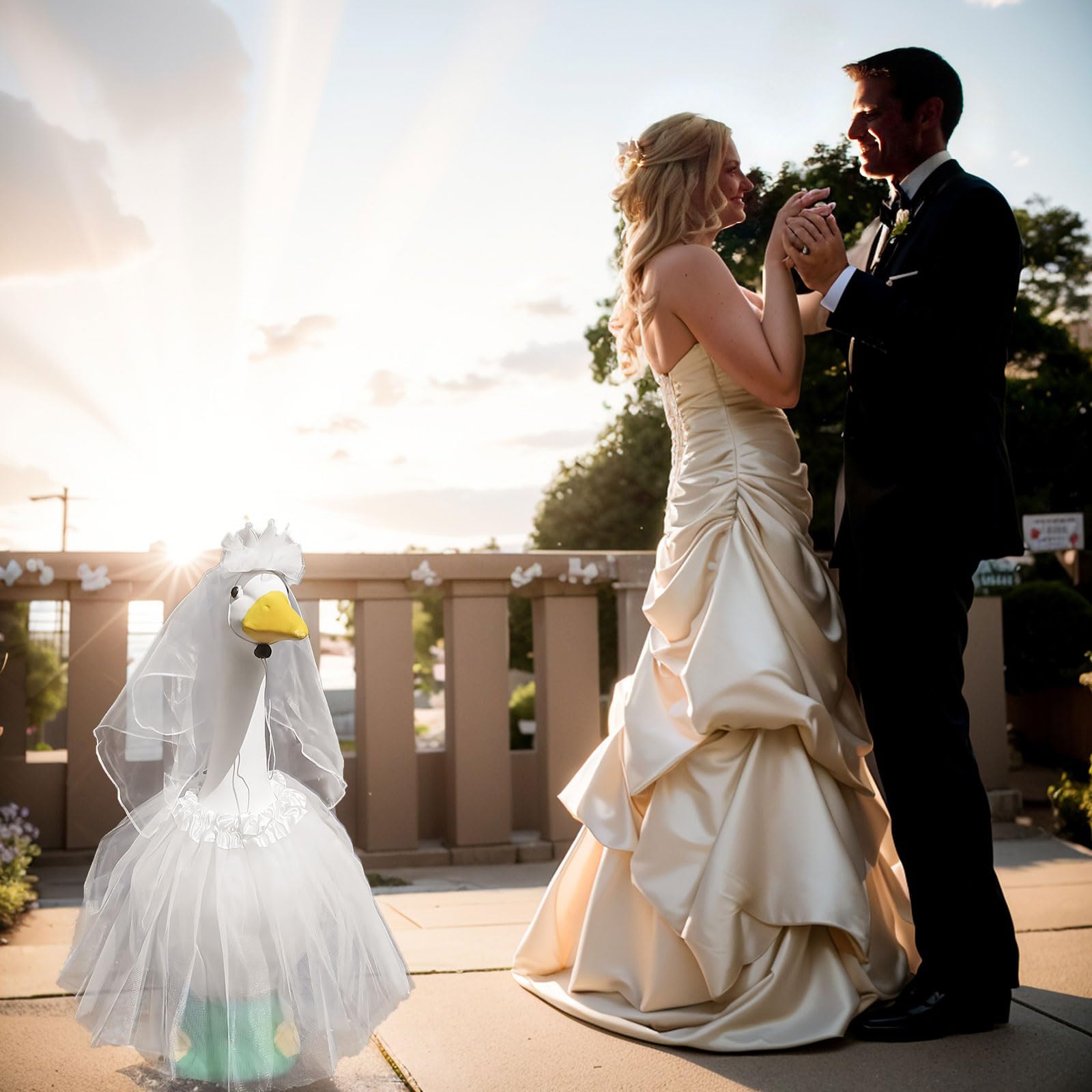 Earssa garden wedding goose decor sparks playful celebration