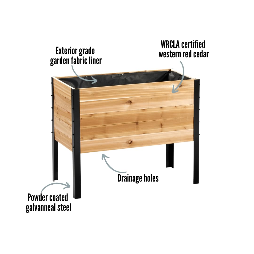 EARTH ELEVATED cedar bed side view highlights compact, space-saving planting on balconies.