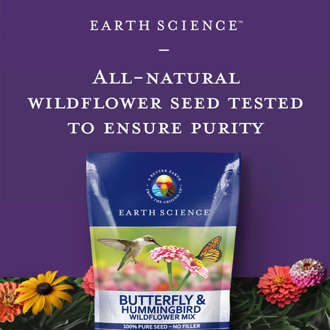 Earth Science 4oz seed pack image emphasizes premium non-GMO seeds for natural gardens.
