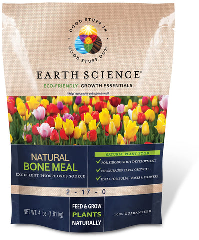 Earth Science bone meal plant food used on bulbs for stronger early growth and blooms