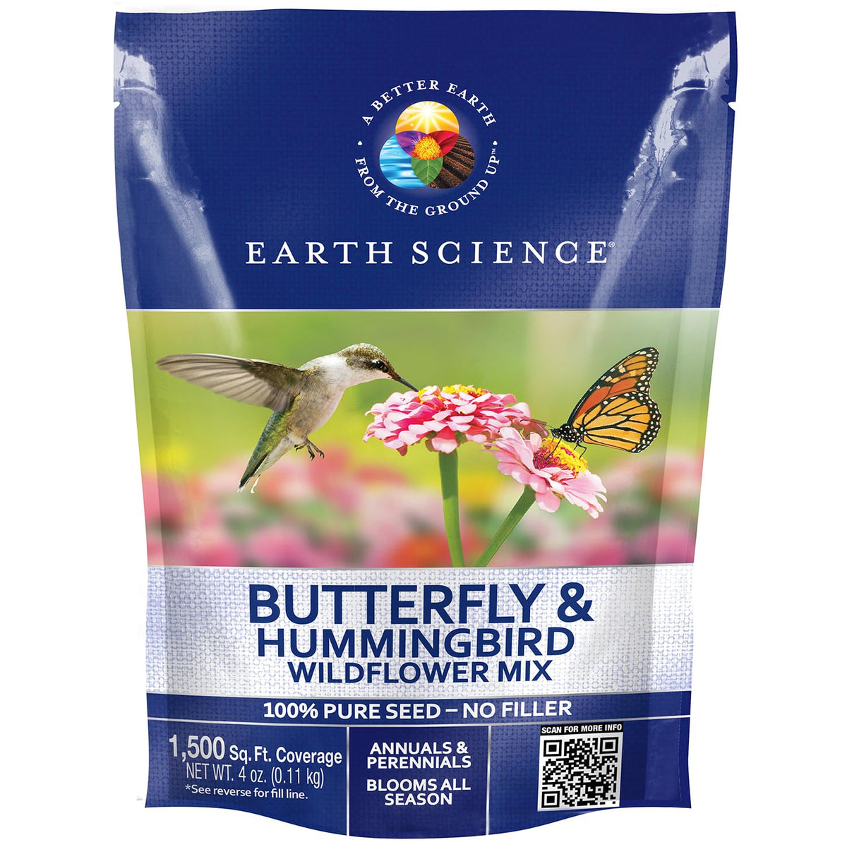 Earth Science Butterfly & Hummingbird Wildflower Blend bloom close-up attracts pollinators.