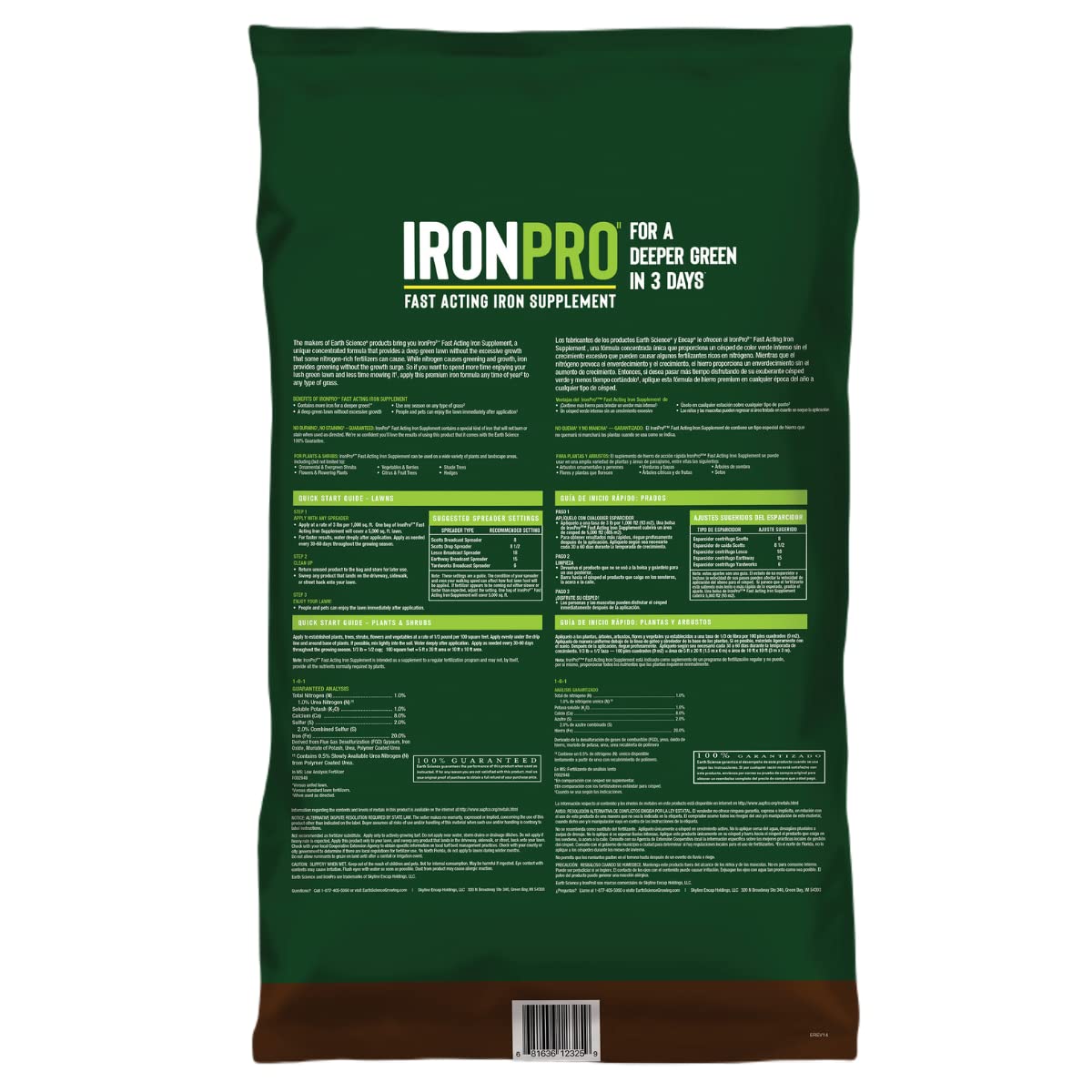 Earth Science IronPro being applied to a lush lawn for deeper green color.