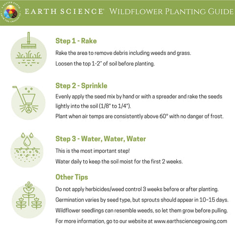 Earth Science safe for people and pets non-GMO wildflower seeds.