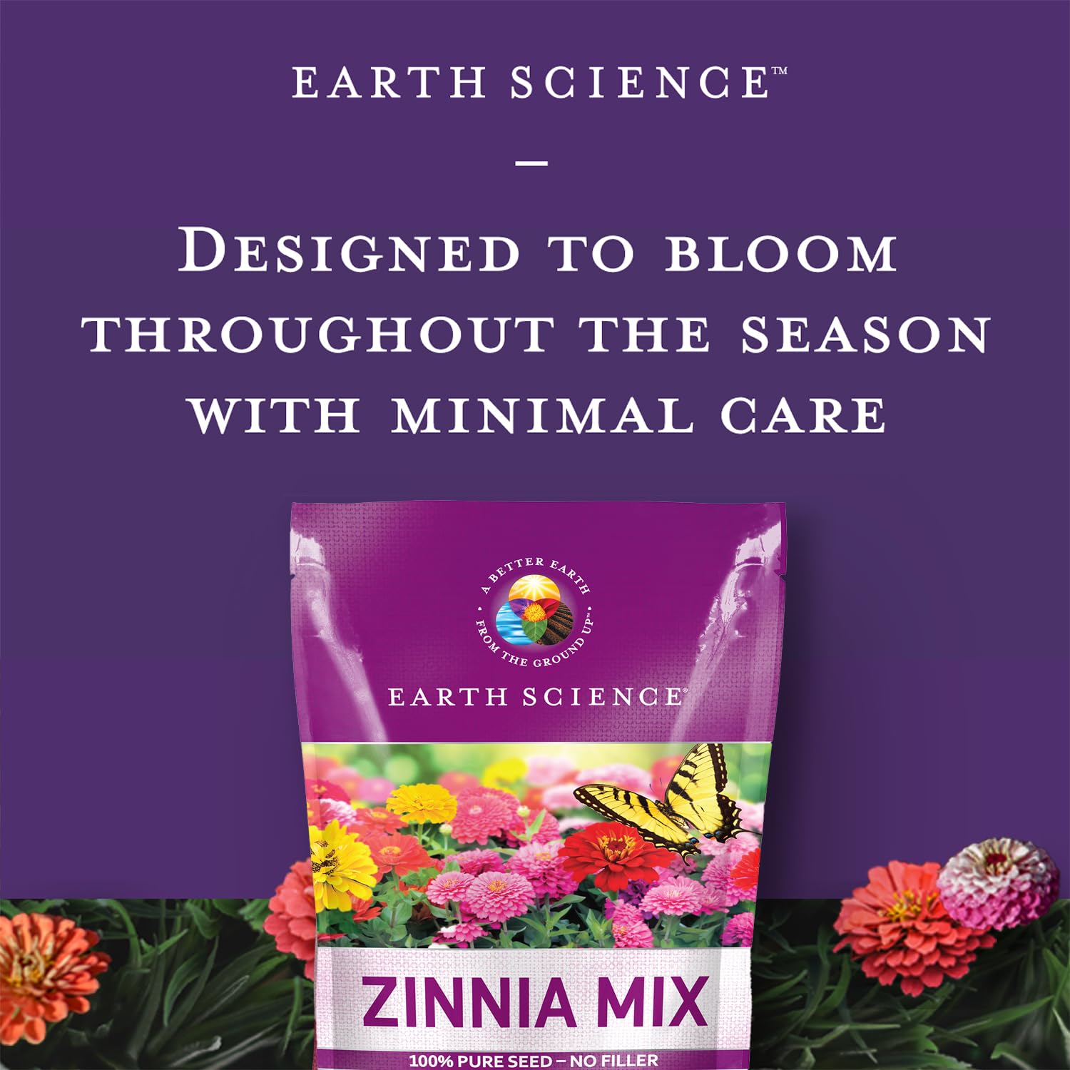 Earth Science Zinnia Seeds cut flowers display sturdy stems and vase-ready blooms.