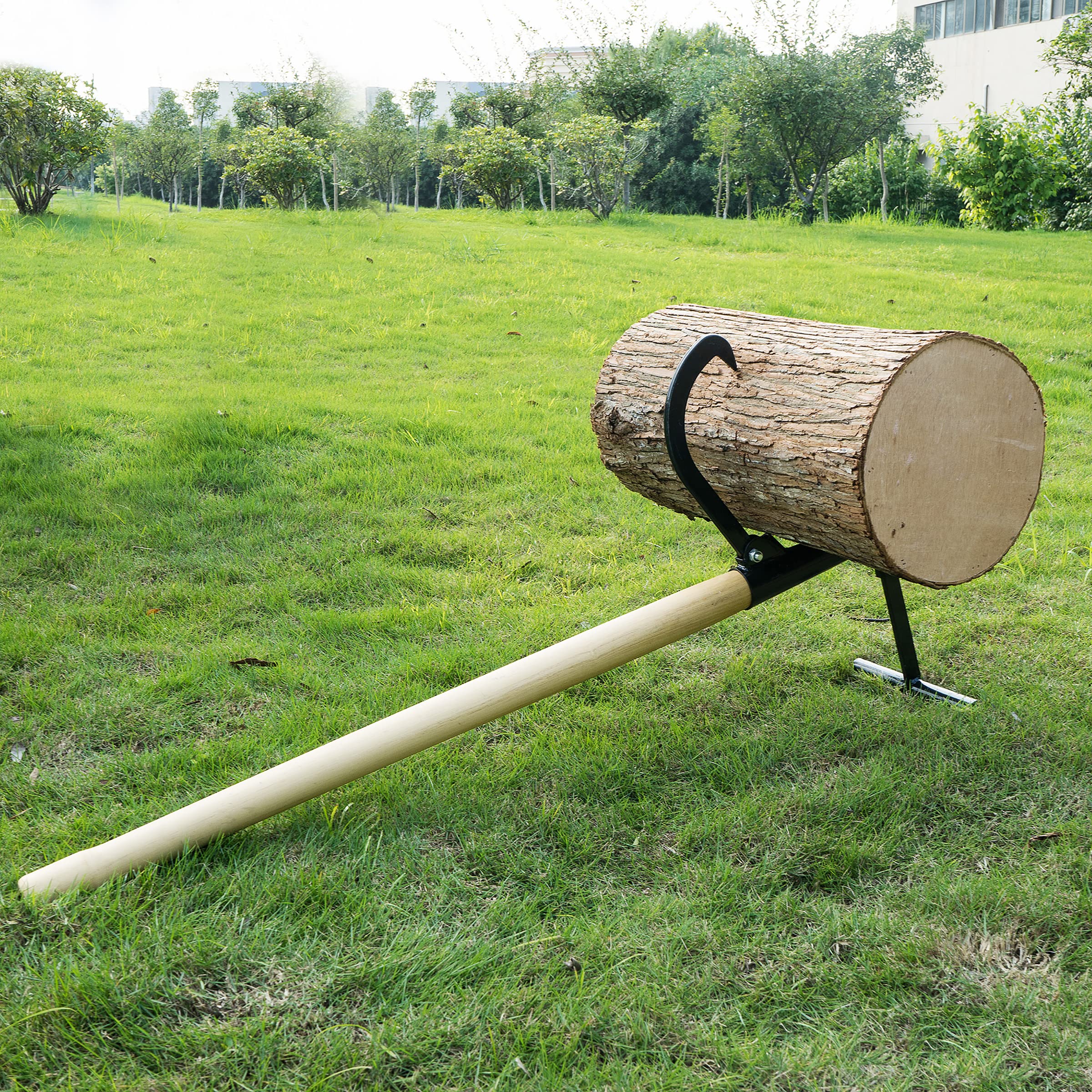 Earth Worth Timberjack raises a log 14 inches off the ground for cleaner cuts.