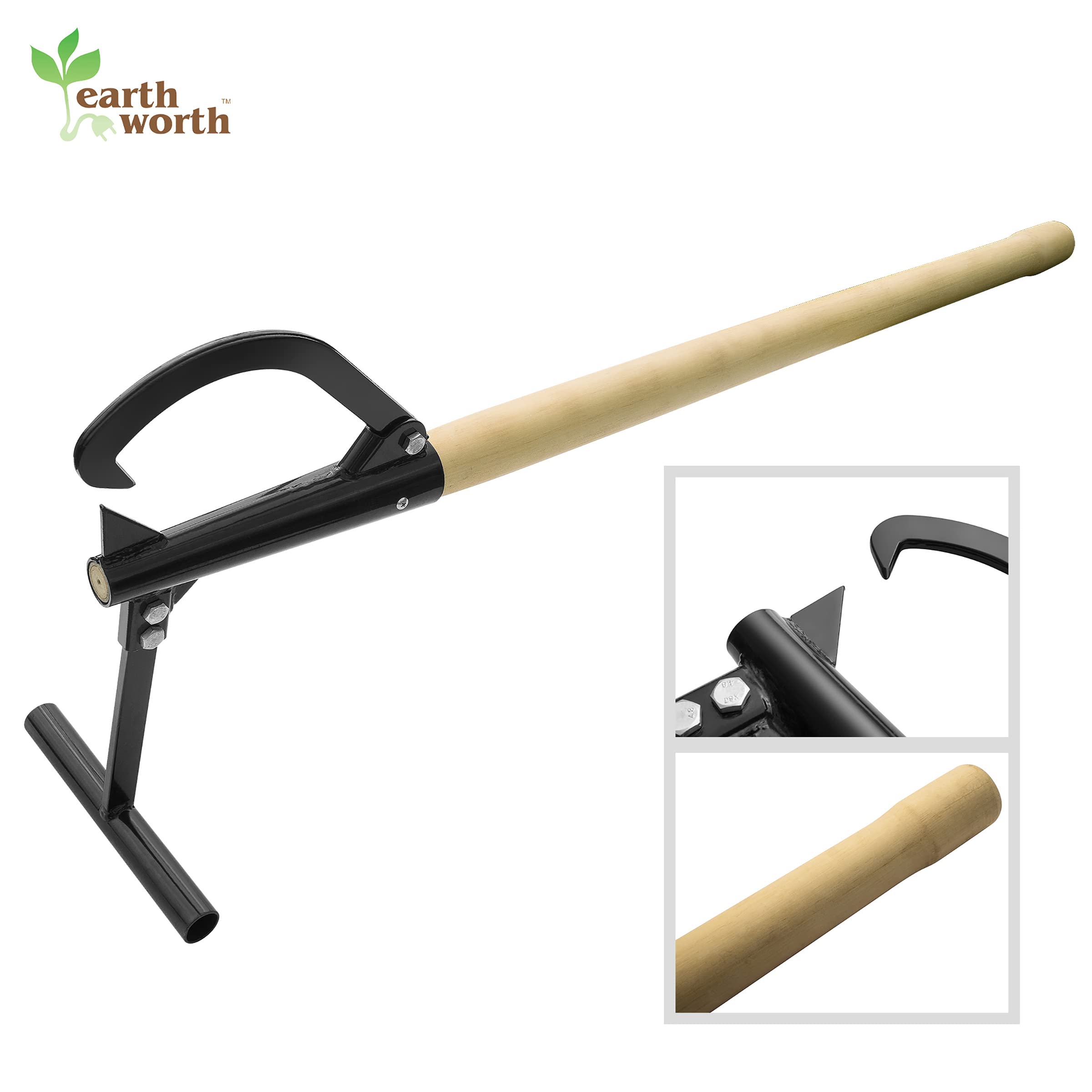 Earth Worth Timberjack wood handle showing ergonomic grip for extended use.