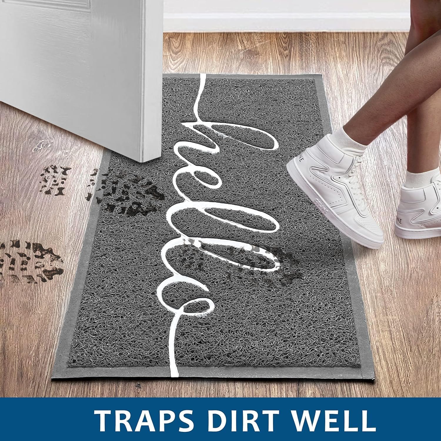 EARTHALL concave dirt trap border design catches dust and mud at the doorstep.