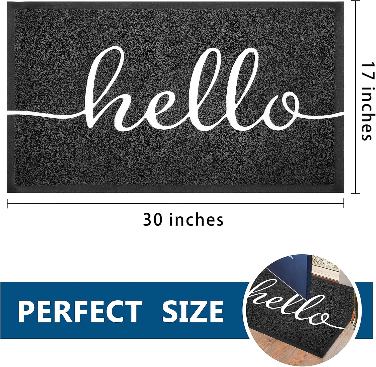 EARTHALL door mat with durable low-profile design fits under doors without catching