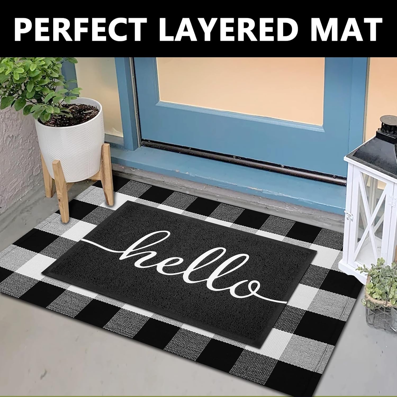 EARTHALL door mat with non-slip rubber backing stays securely in place on various floors