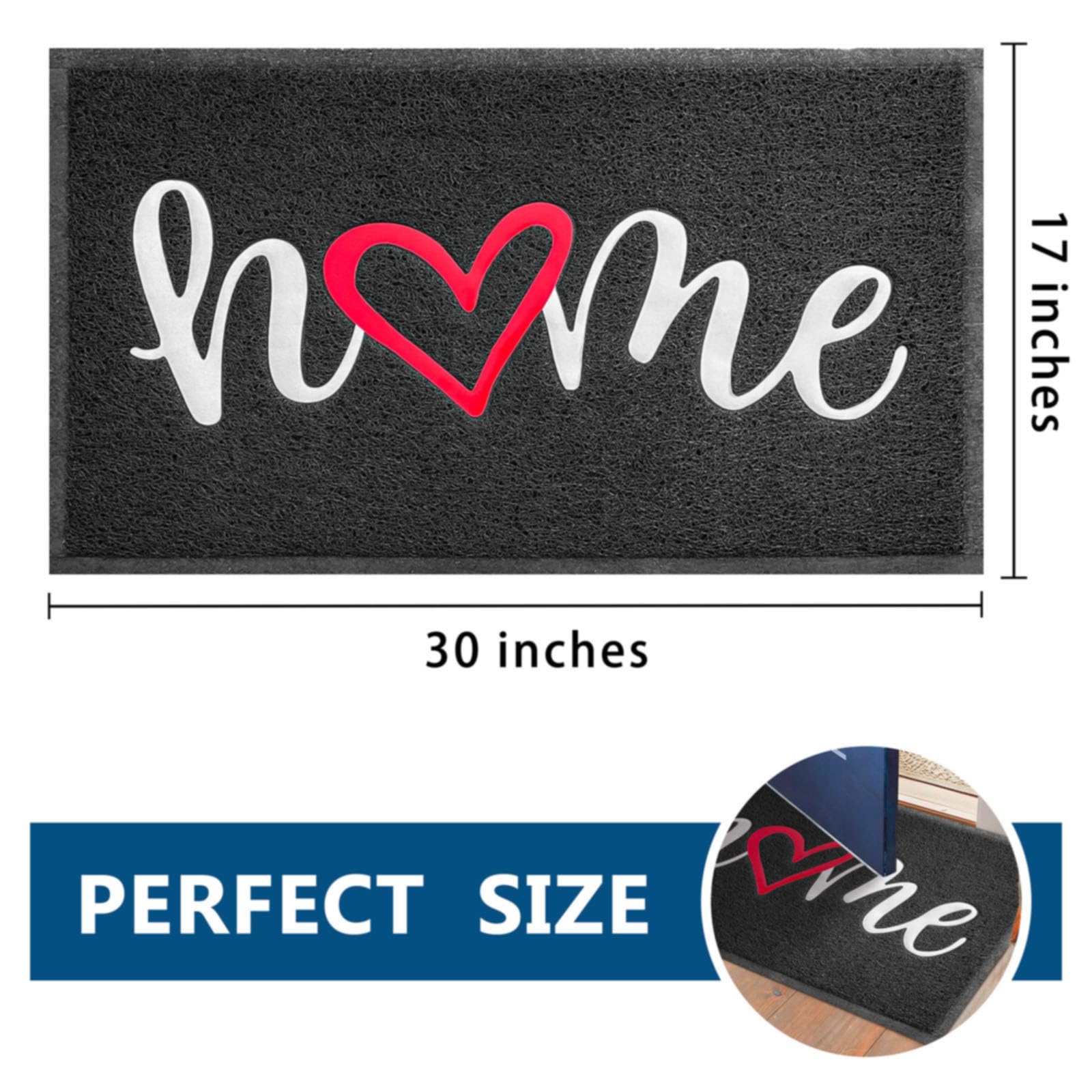 Earthall door mat with non-slip rubber backing stays secure on any floor.