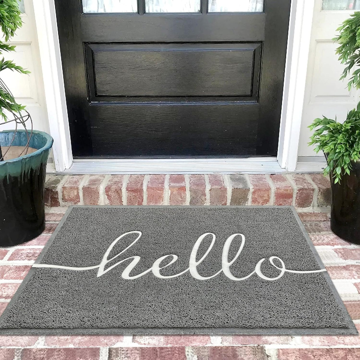 EARTHALL door mat outside hello 36x24 welcomes guests and withstands high-traffic entrances.
