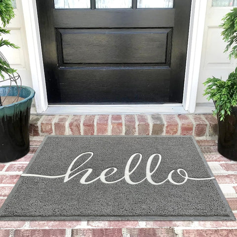 EARTHALL door mat outside hello 36x24 welcomes guests and withstands high-traffic entrances.