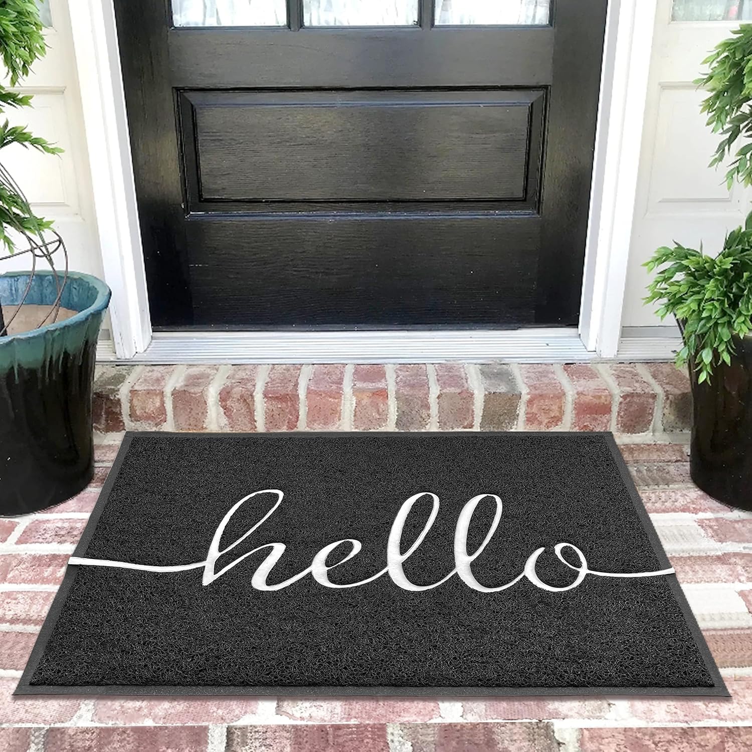 EARTHALL Hello front door mat 36x24 welcomes guests while trapping dirt