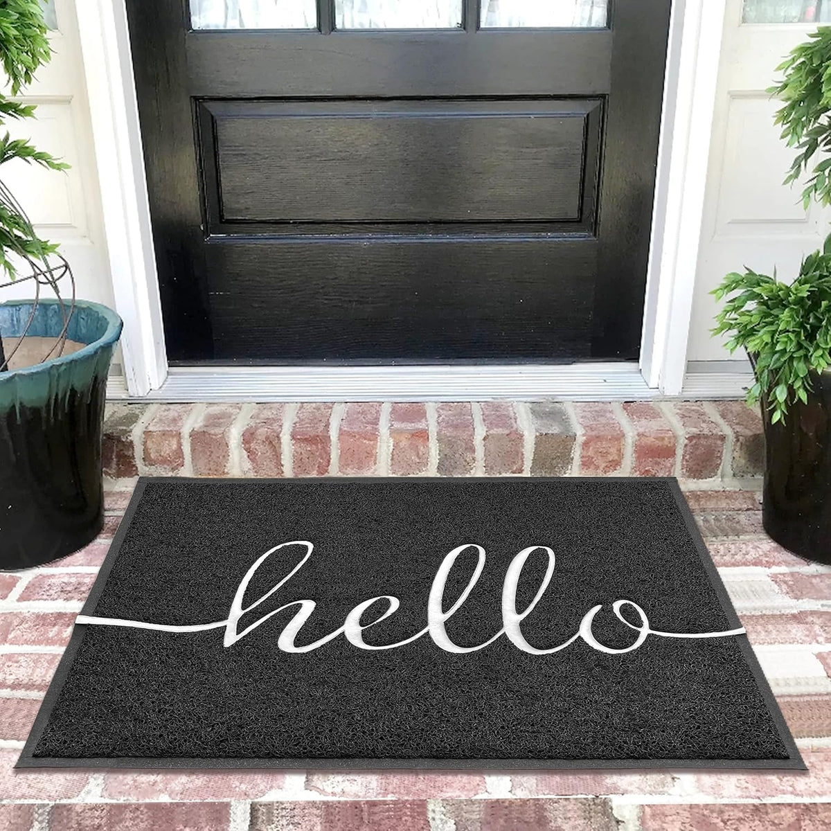 EARTHALL Hello front door mat 36x24 welcomes guests while trapping dirt