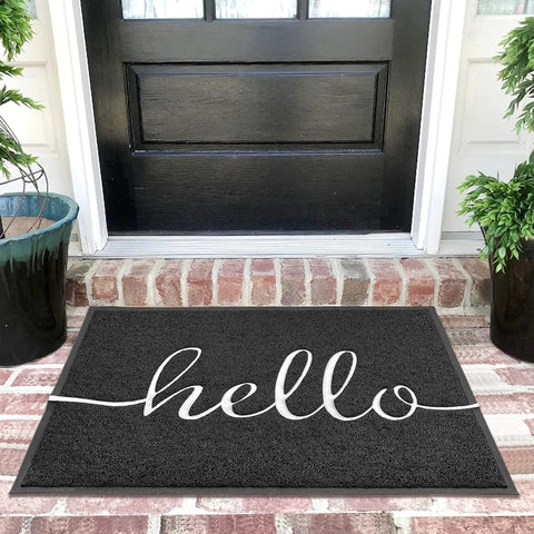 EARTHALL Hello front door mat 36x24 welcomes guests while trapping dirt