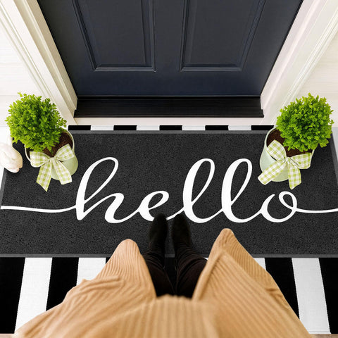 EARTHALL heavy-duty mat with non-slip rubber backing stays in place.