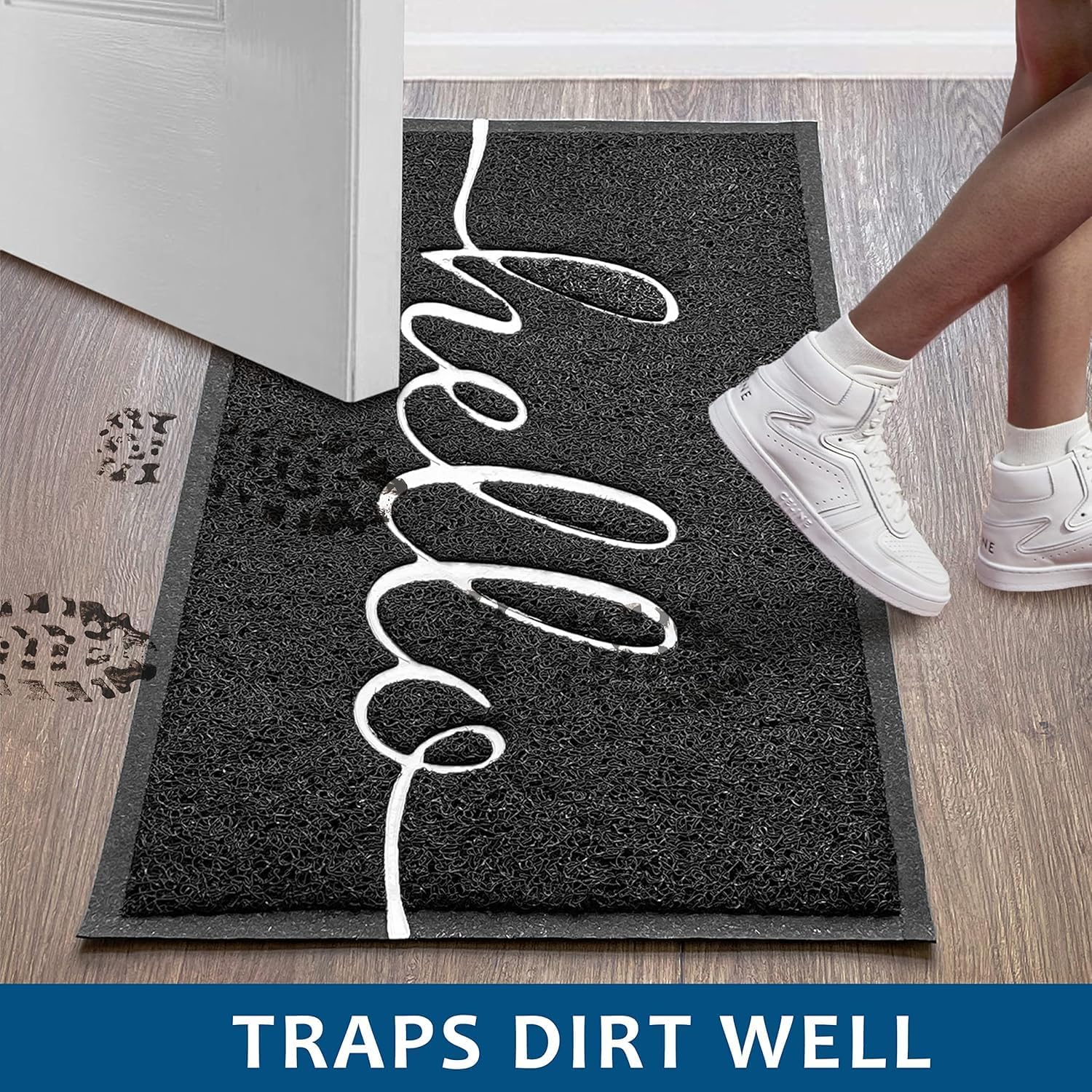 EARTHALL farmhouse entryway mat adds style and traps mud.