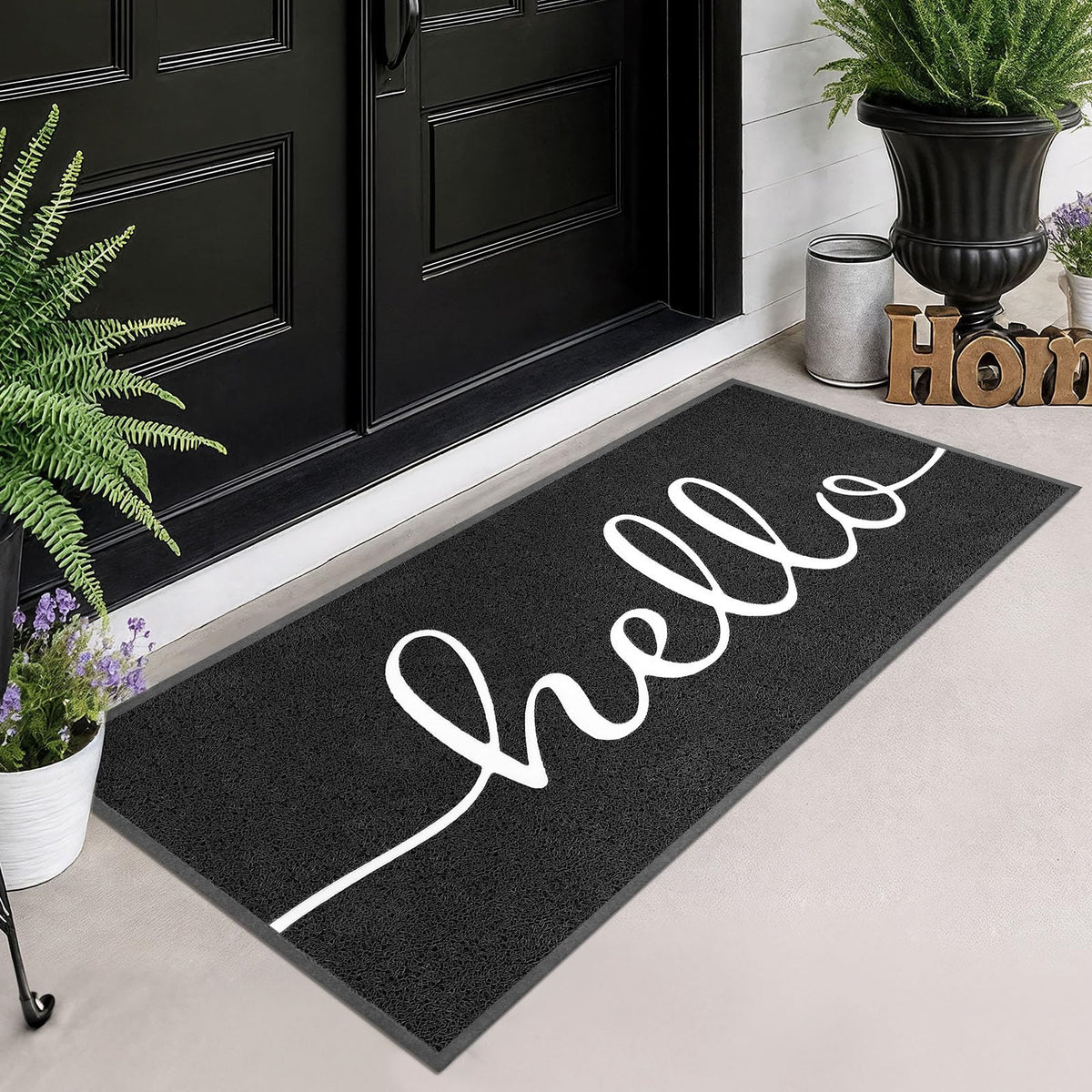 EARTHALL Funny Hello Mats outdoor entrance traps dirt and welcomes guests.
