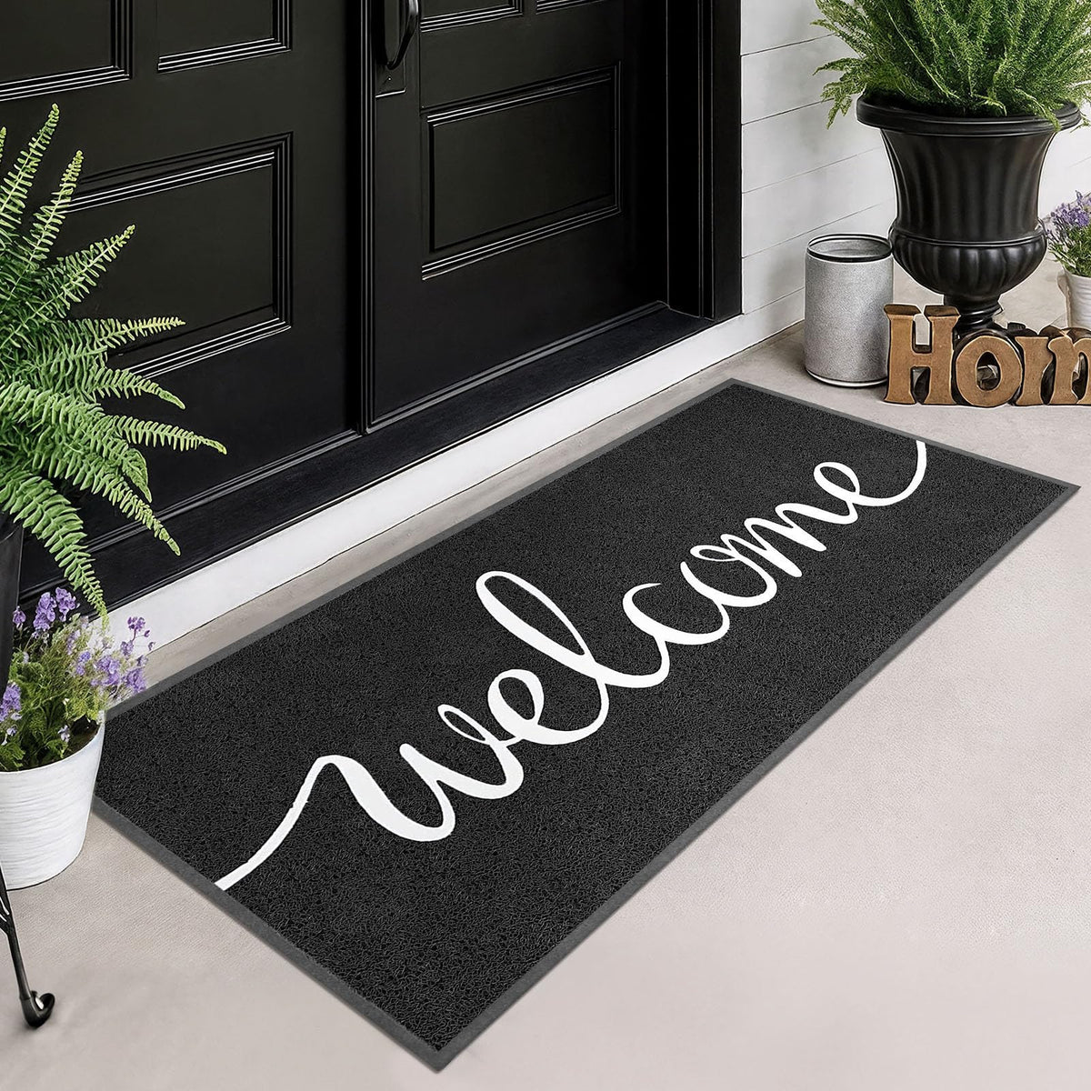 Earthall funny welcome mat front door traps dirt at the entry, keeping floors cleaner.