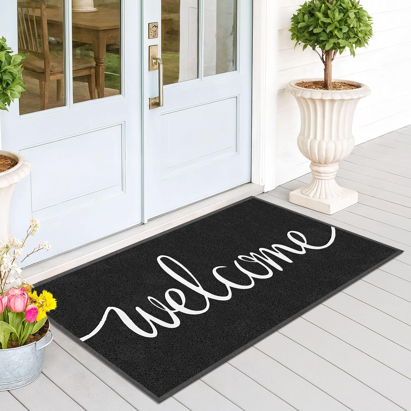 EARTHALL funny welcome mat for outdoor entrance traps dirt at the door.