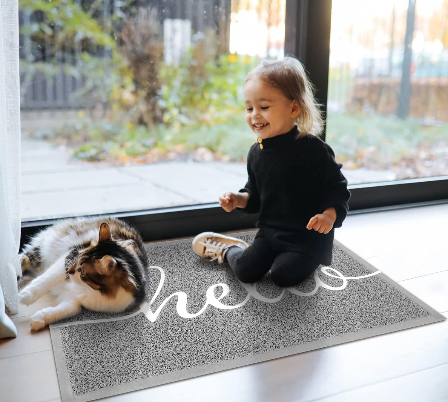 Earthall Hello Mat easy cleaning by shaking, sweeping, or hosing down.