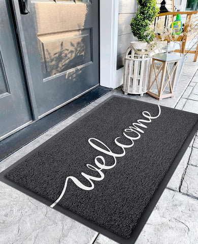 EARTHALL welcome mat front door with low profile traps dirt at entry.