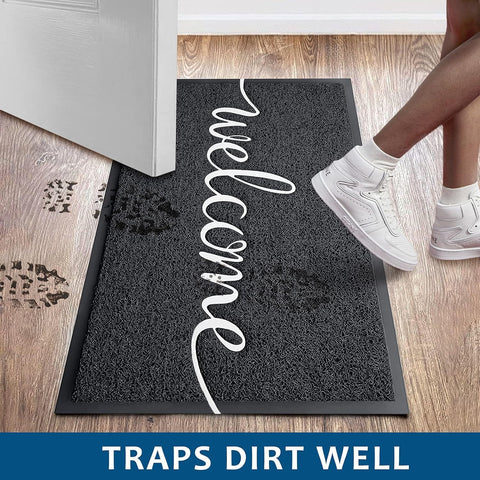 EARTHALL indoor-outdoor mat keeps floors dry with non-absorbent loops.