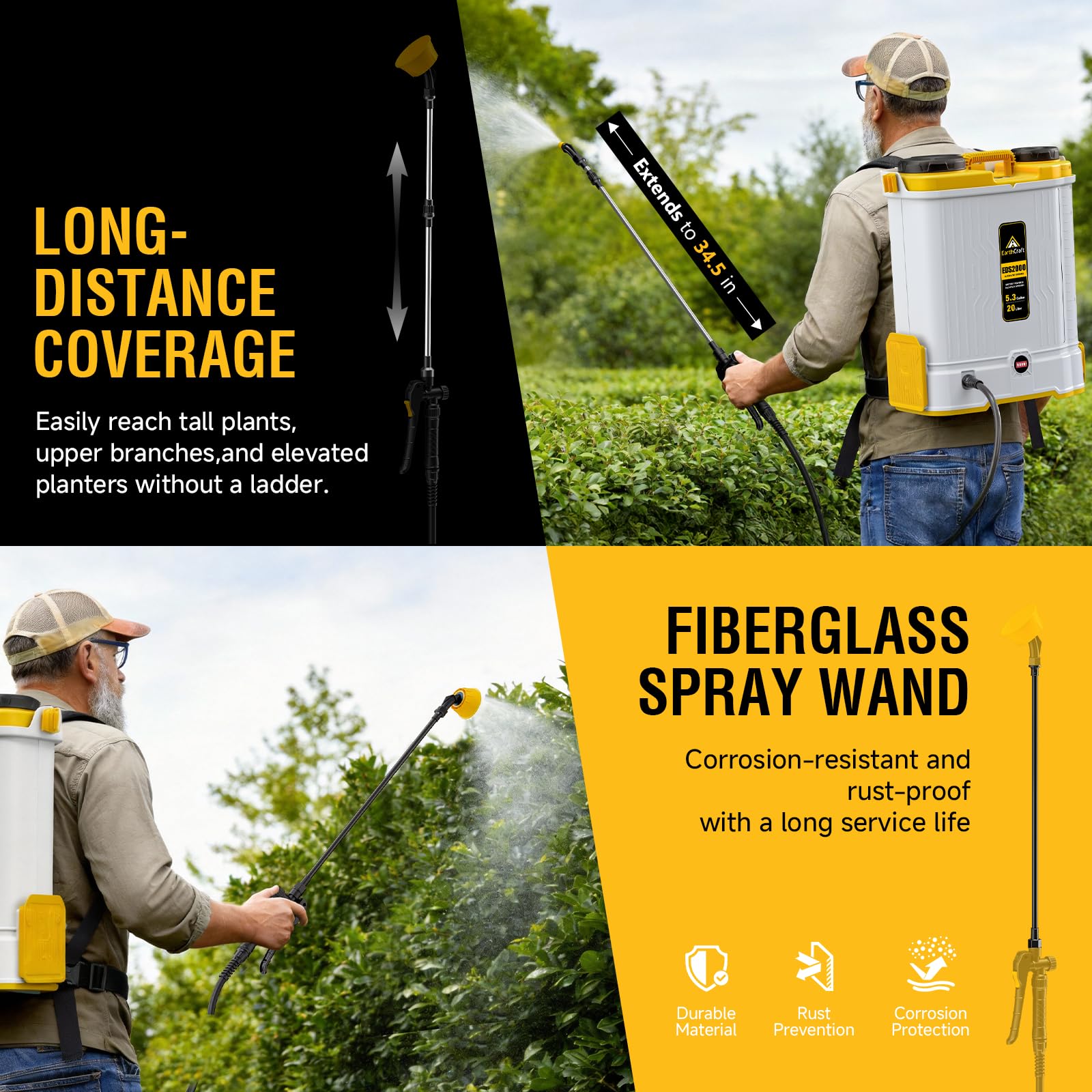 EarthCraft adjustable 45-90 PSI regulator supports customized spray patterns.