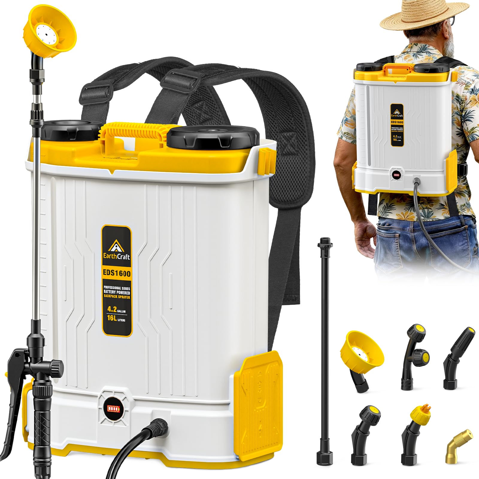 EarthCraft backpack sprayer with padded straps for comfortable long sessions in the garden