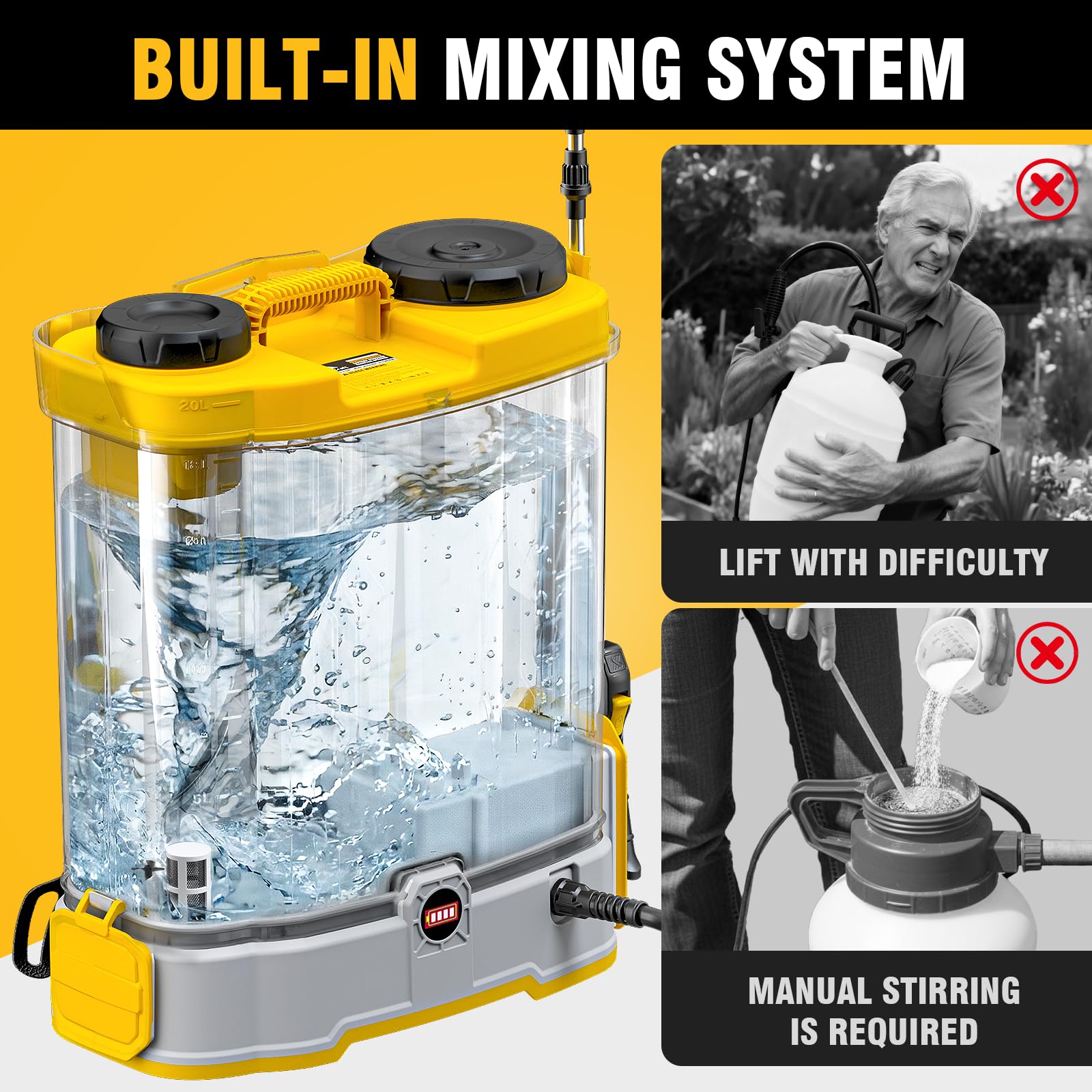 EarthCraft mixing system with one-touch function for consistent spray mixtures.