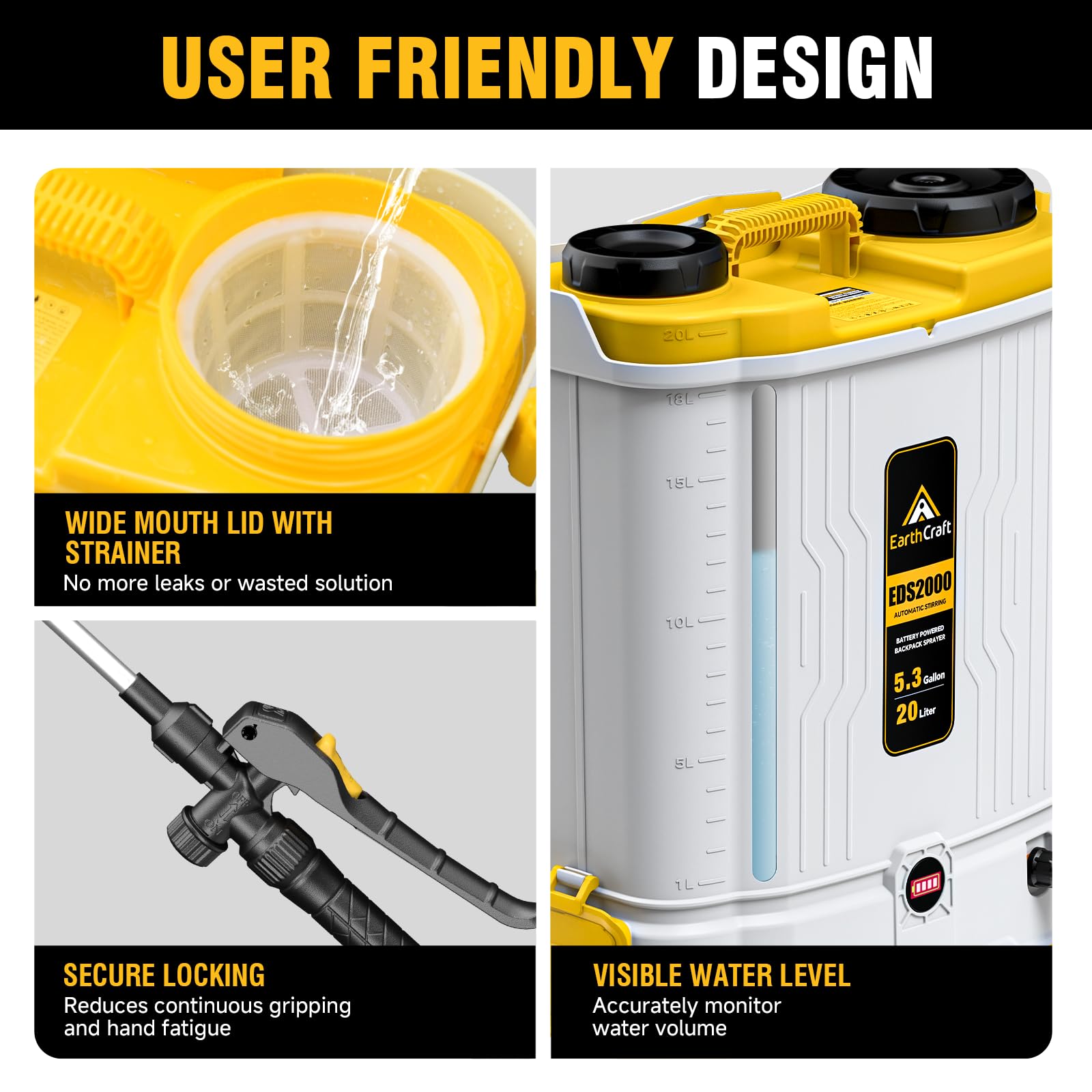 EarthCraft 39-inch telescopic wand offers extended reach and precision.