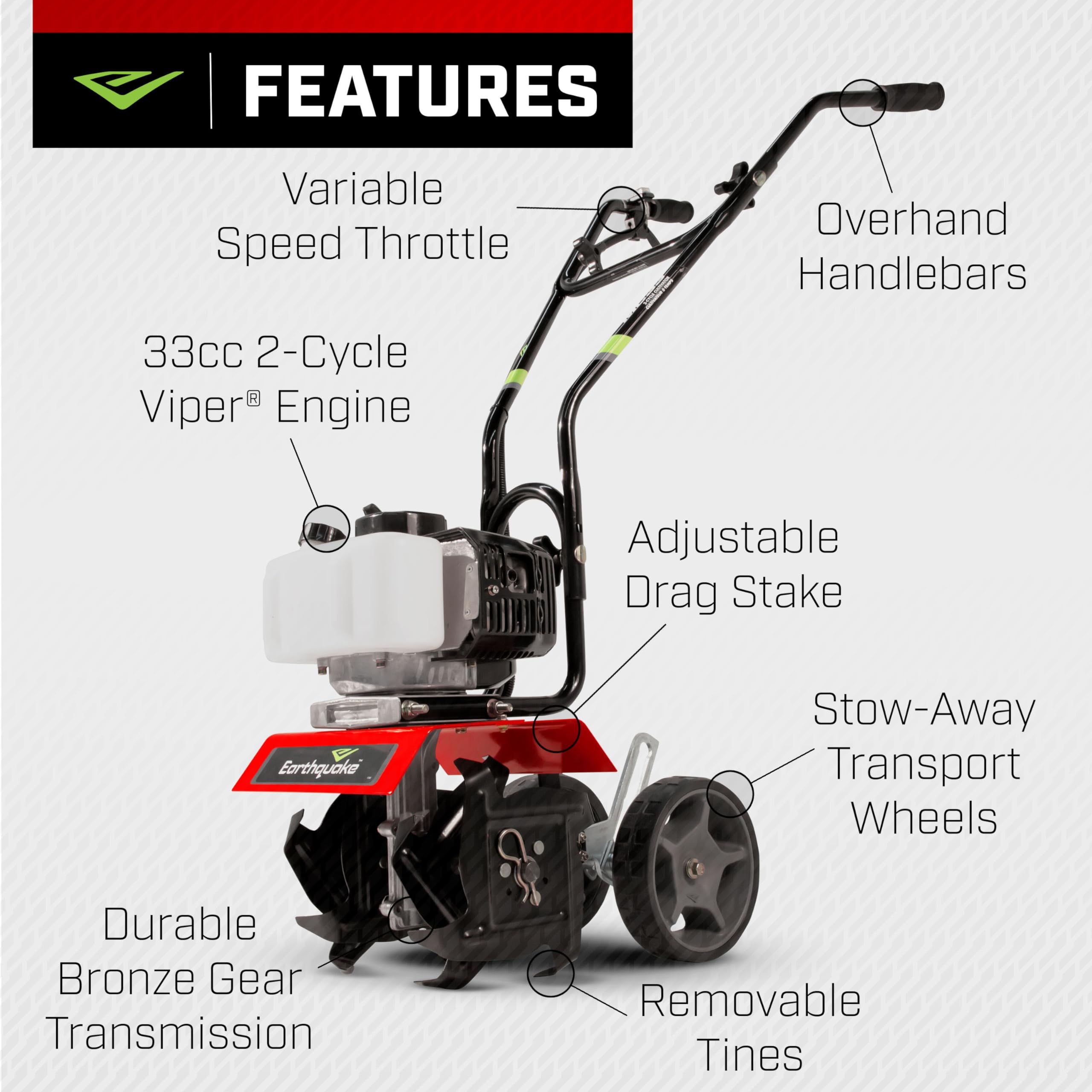 Earthquake MC33 height-adjustable wheels enable depth control and easy transport