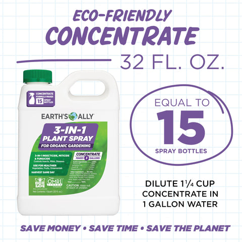 Earth's Ally 3-in-1 Plant Spray being applied to plants.
