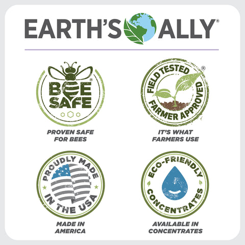 Earth's Ally promoted as bee-safe for pollinator-friendly gardens.