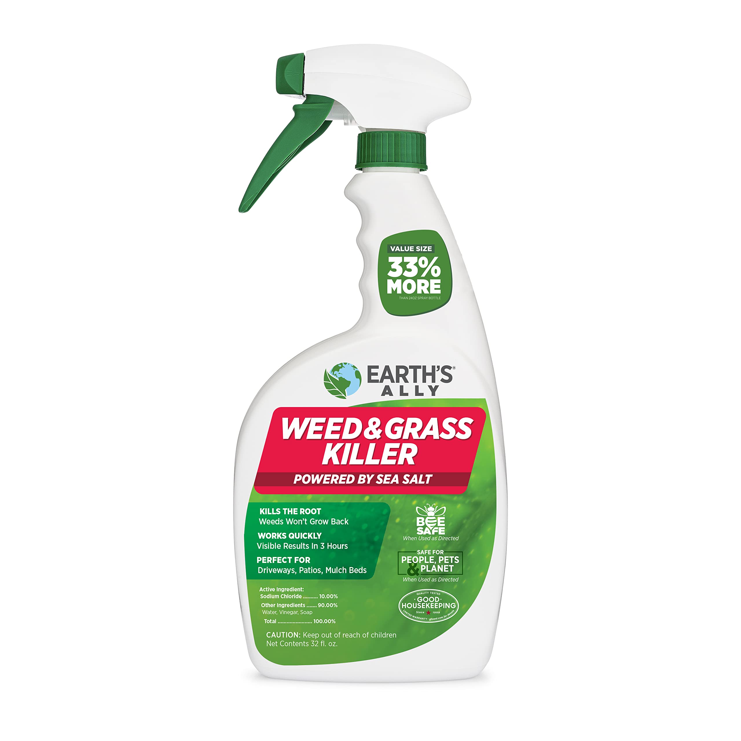 Earth’s Ally bottle in hand showing easy-to-use spray action for outdoor weeds