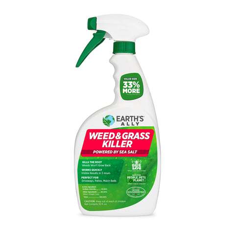 Earth’s Ally bottle in hand showing easy-to-use spray action for outdoor weeds