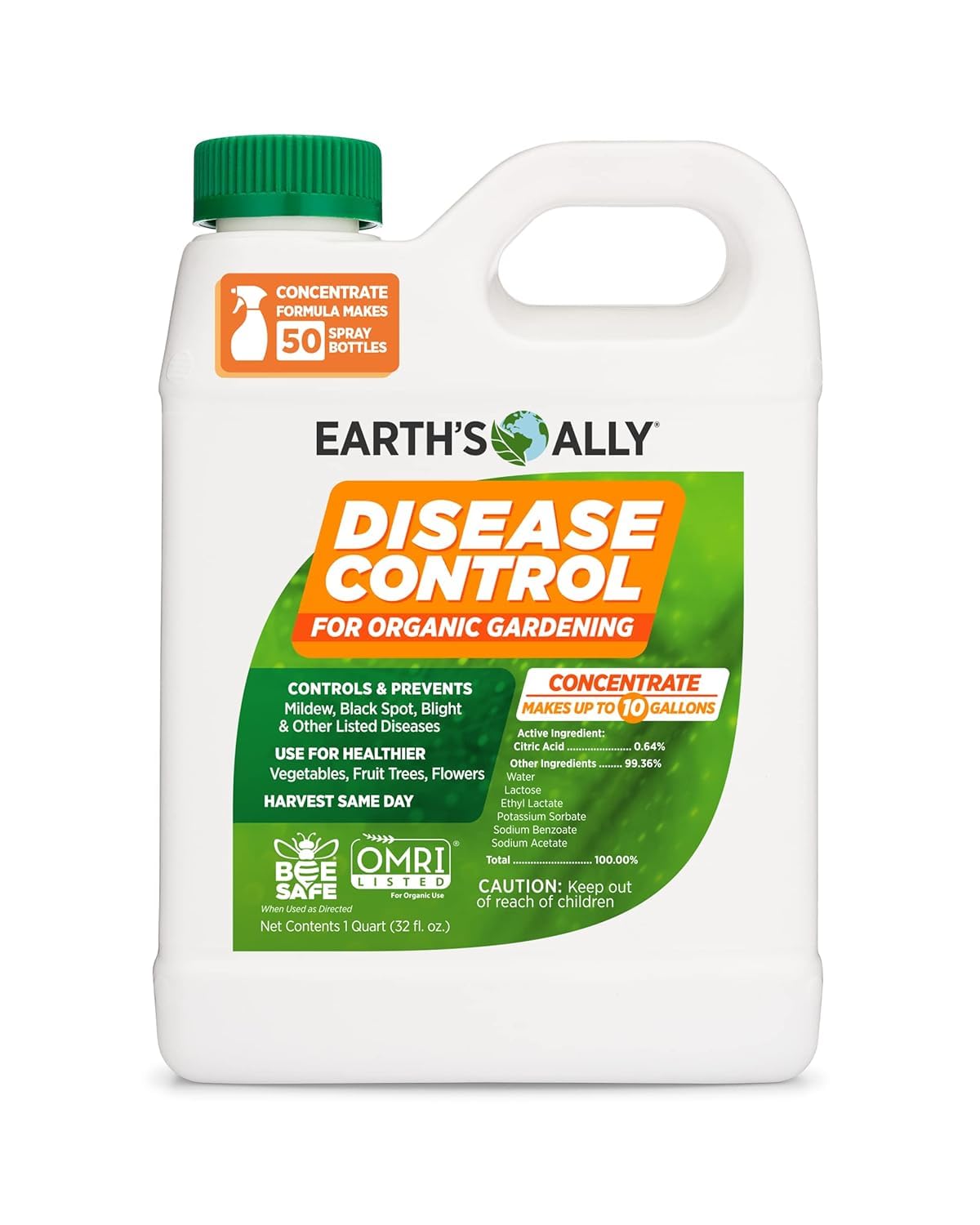 Earth's Ally Disease Control bottle ready for garden use and protection.