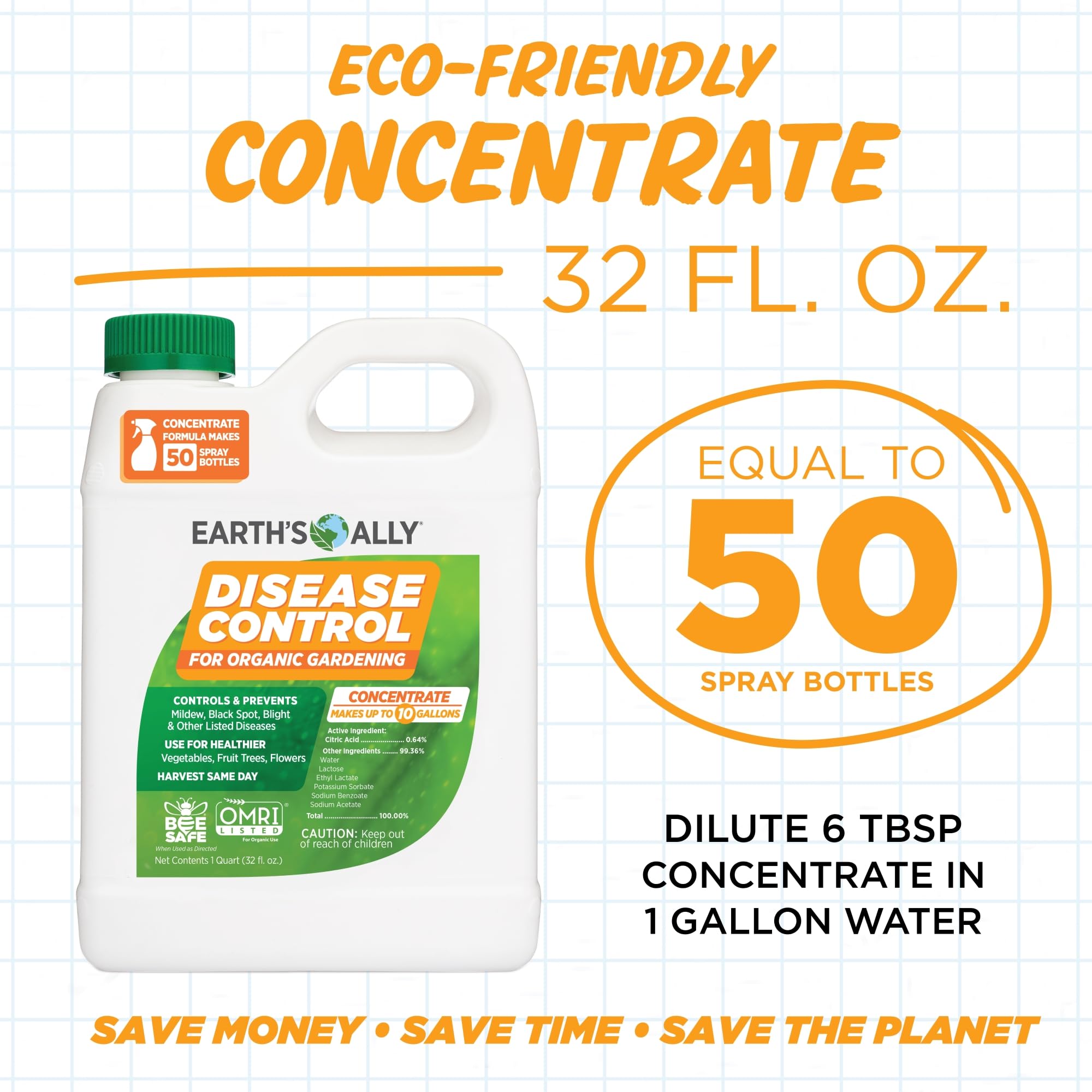 Earth's Ally concentrate is diluted in water for spray-ready solution.