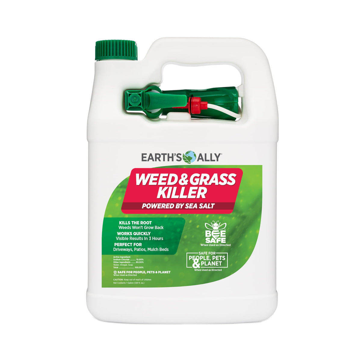 Earth's Ally weed killer spray on patio targeting weeds to the root