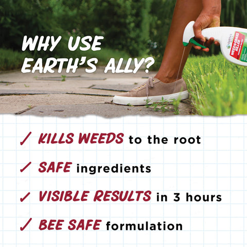 Ready-to-use Earth’s Ally formula in hand for easy outdoor use