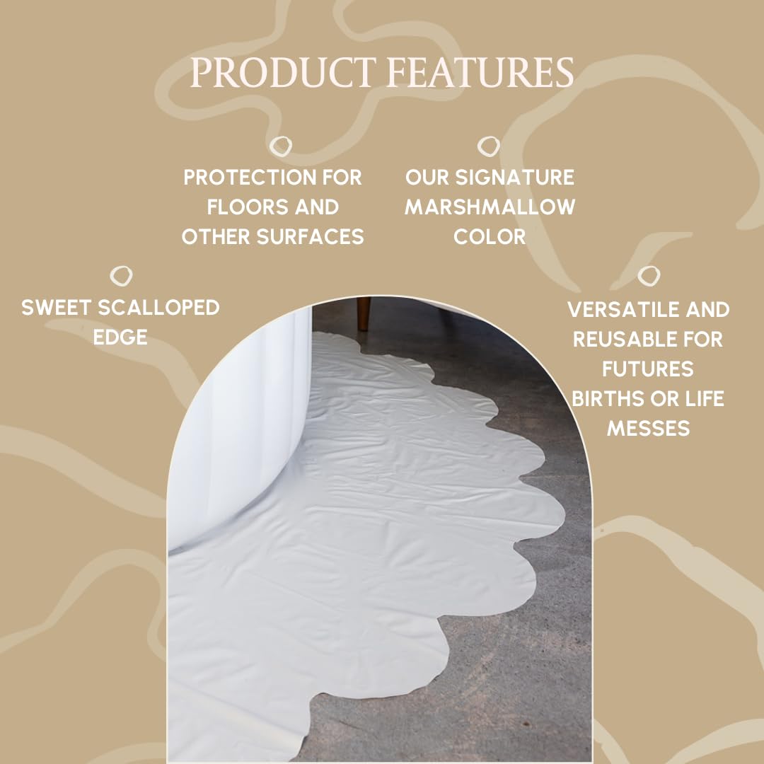 Earthside birth pool floor covering 8-3x9 ft laid out in a spacious birthing area.