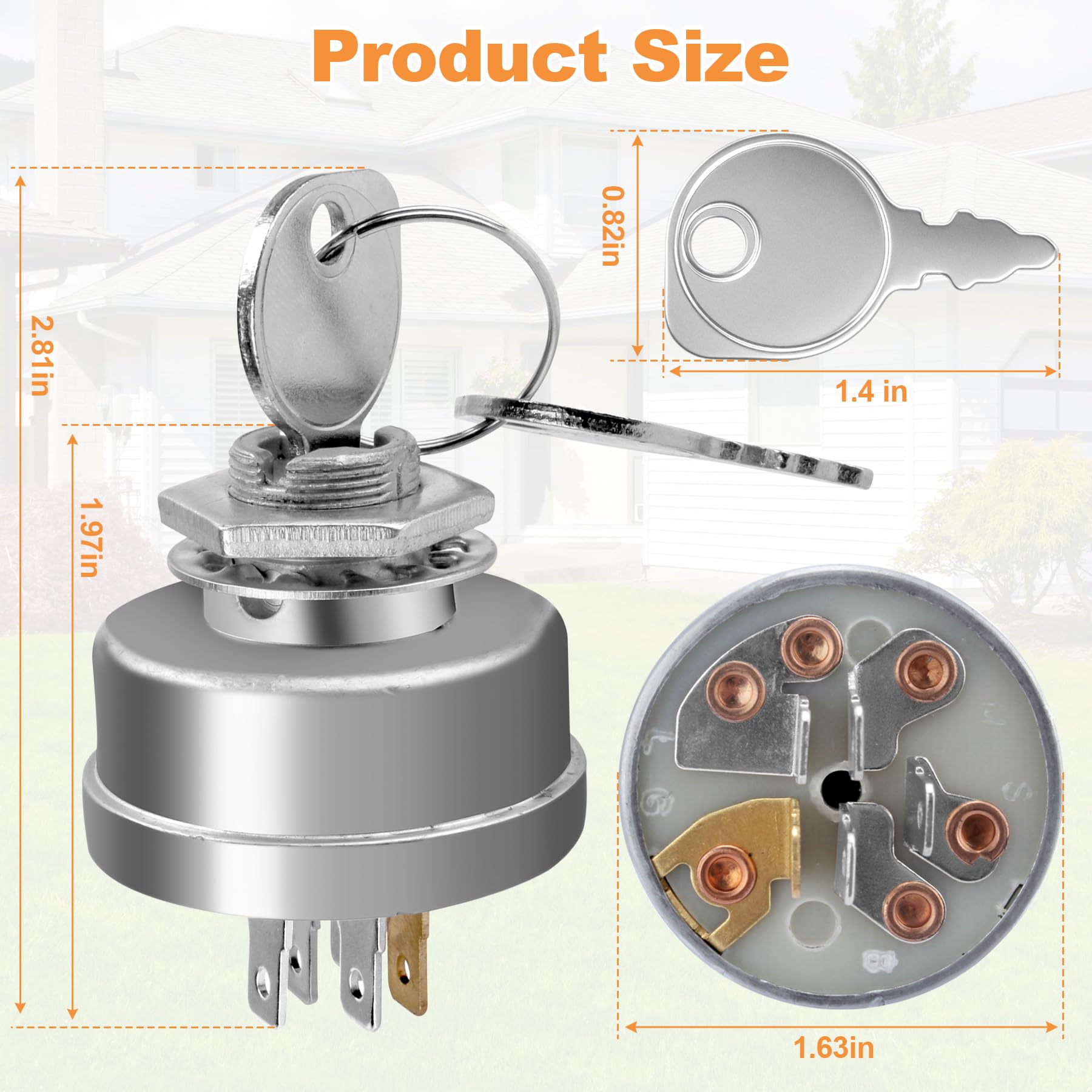 Earthtec two key ignition switch assembly for secure mower operation