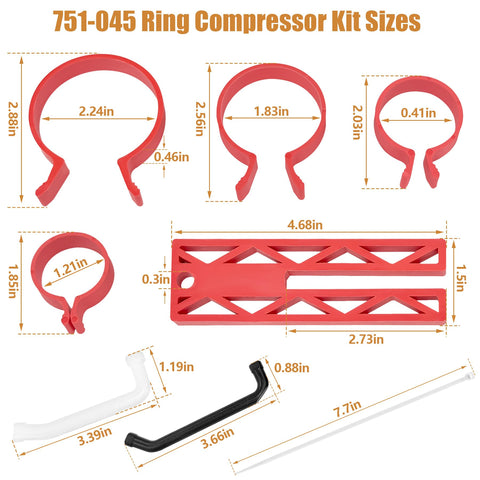 Earthtec ring compressor kit piston-size-guide-35-60mm supports versatile small engine repairs.