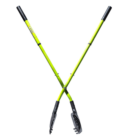 Earthwise Gator Grabber heavy-duty poly-fiber jaws grip debris securely.