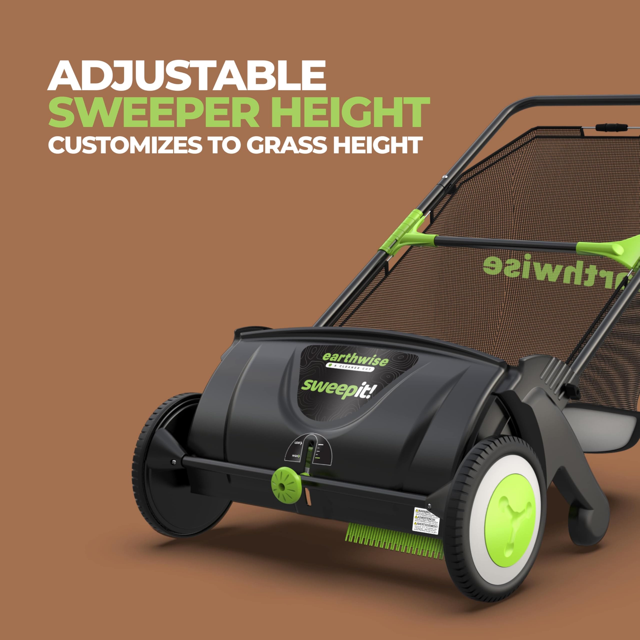 Earthwise LSW70021 adjustable brush height for optimal lawn contact